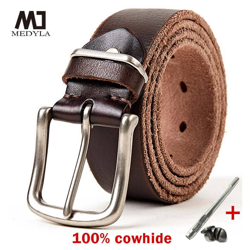 MEDYLA Men's Top Belt Da chính hãng Men's Belt Chất lượng cao Luxury Strap Classic Vintage Pins Clasp Men's Belt Jeans Men's Belt Da tự nhiên không có lớp Sandwich DSW1094