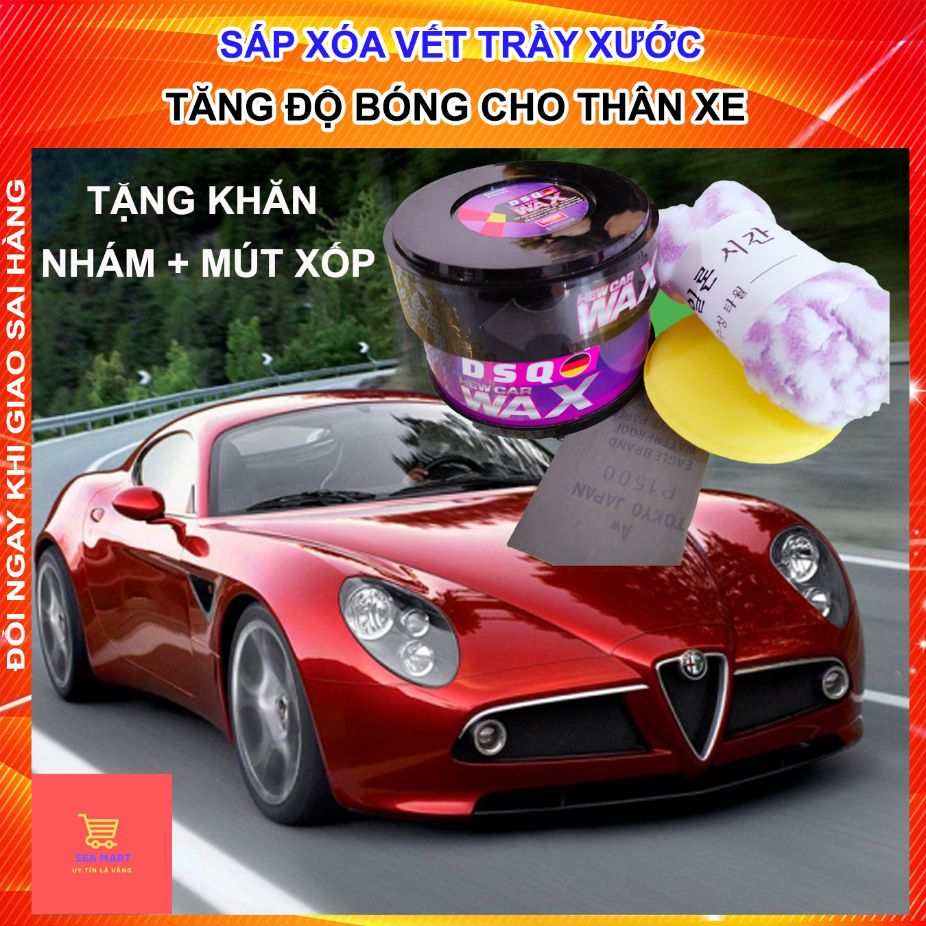 Kem xoá vết xước ô tô xe máy, Bút xóa vết trầy xước xe, Che mờ vết xước sơn xe công nghệ Châu âu Thương hiệu DSQ, Sáp xóa vết xước, đánh bóng ô tô xe máy