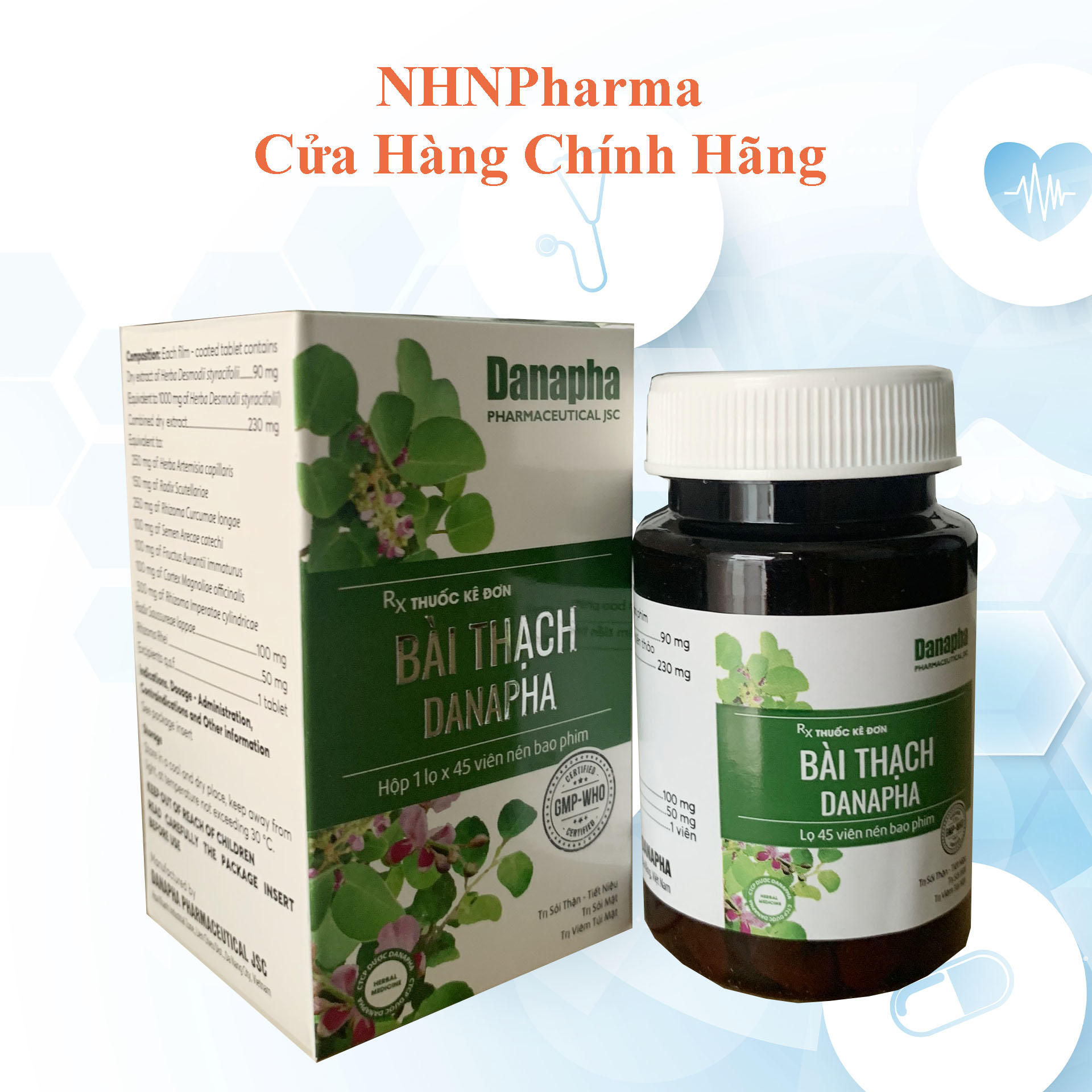 Viên uống Bài Thạch ngăn sỏi thận tiết niệu,sỏi mật,viêm túi mật – lọ 45 viên