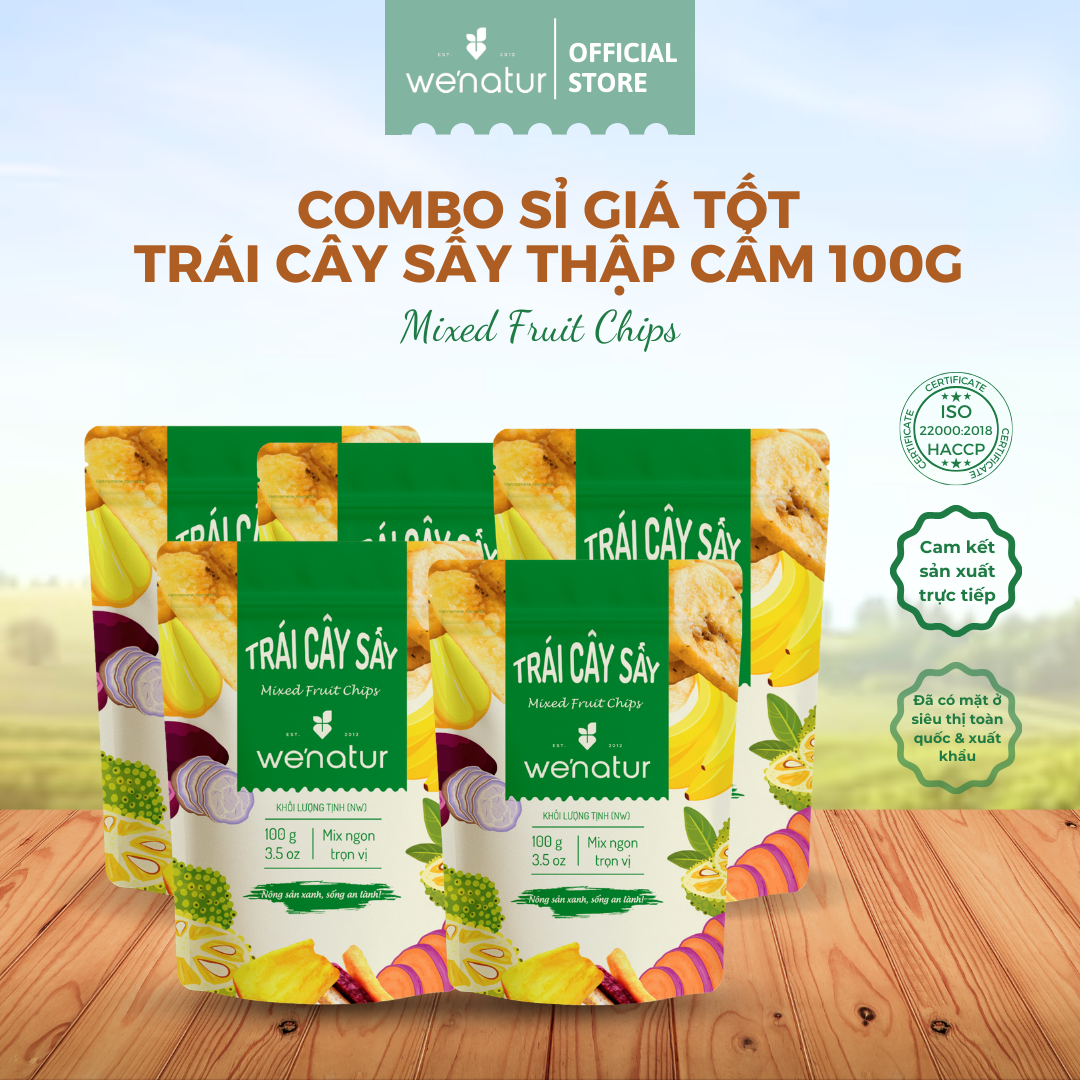 [COMBO SỈ GIÁ TỐT]Combo 50 gói Trái Cây Sấy Thập Cẩm Không Đường 100g we'natur