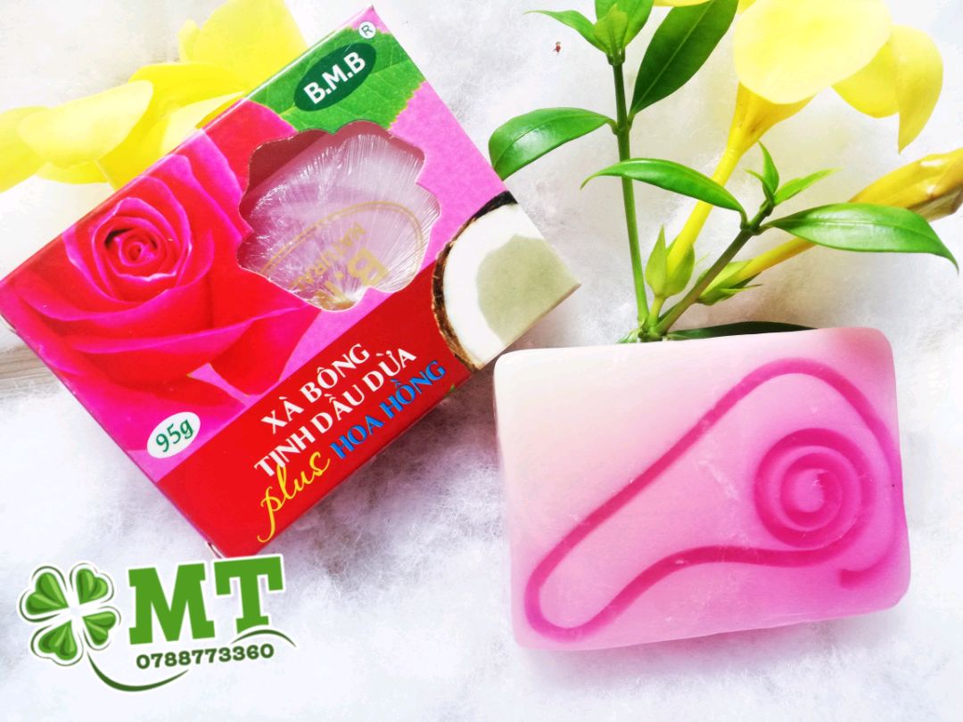 Xà bông tinh dầu dừa hoa hồng ( 1 cục 95g)