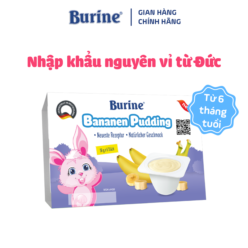 Pudding ăn dặm Burine Vị Chuối dành cho bé từ 6 tháng tuổi - Nhập khẩu 100% từ Đức