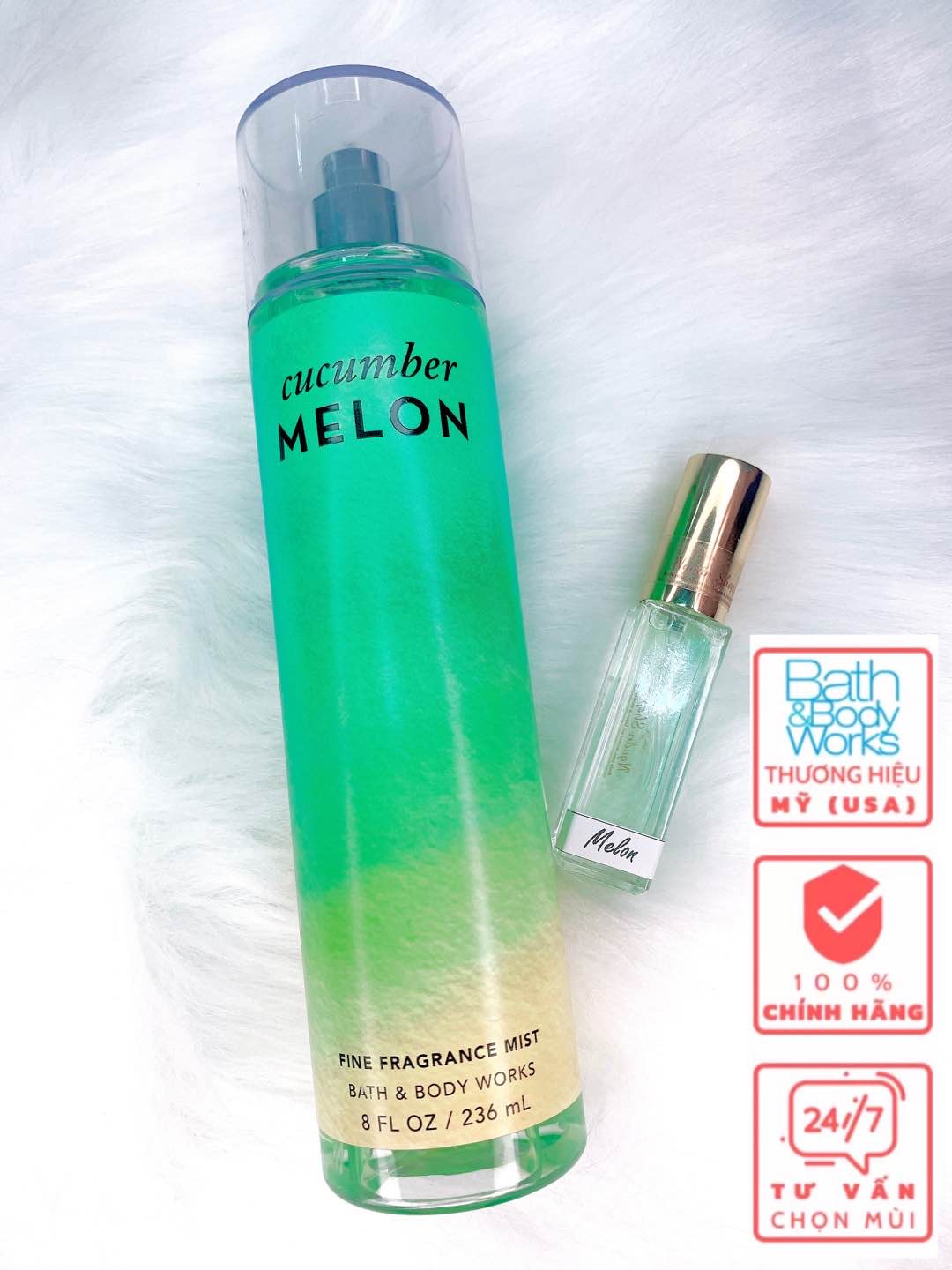 [Hàng Auth] Xịt thơm Body mist Cucumber Melon Bath and Body works từ Mỹ Size 10ml