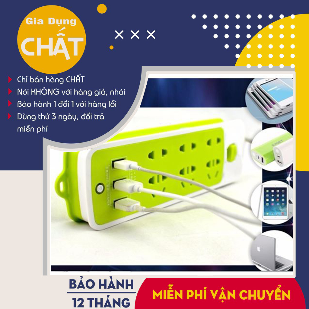 Ổ cắm điện thông minh - chống giật - 6 cổng -3 cổng usb