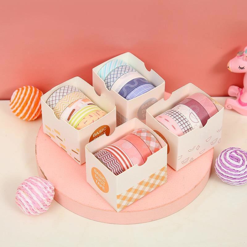 Washi tape caro set 5 cuộn trang trí sổ tay, bullet journal Canarystore54
