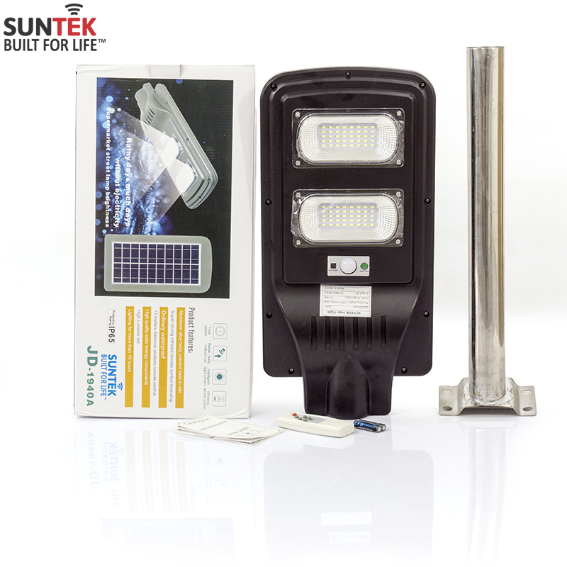 Đèn đường năng lượng mặt trời liền thể suntek led solar street light jd-1940a 40w - chiếu sáng 18 giờ | tuổi thọ 7-8 năm | chống nước/bụi/sét | tự động bật/tắt | điều khiển từ xa - hàng chính hãng - bảo hành 3 năm 1 đổi 1