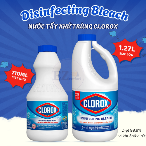 Nước tẩy rửa khử trùng Clorox Disinfecting Bleach dạng lỏng 710ml&1.27L USA 5 trong 1