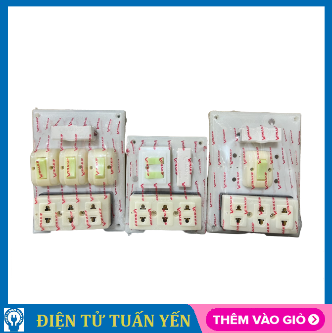 Bảng điện lắp nổi Vinakip gắn sẵn có công tắc, ổ cắm, cầu chì, công suất chịu tải 10A