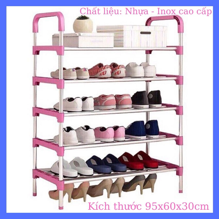 💖Kệ giày dép💖, kệ giày dép thông minh, kệ giày inox , Kệ giày 5 tầng kích thước 95 x 60 x 30 cm