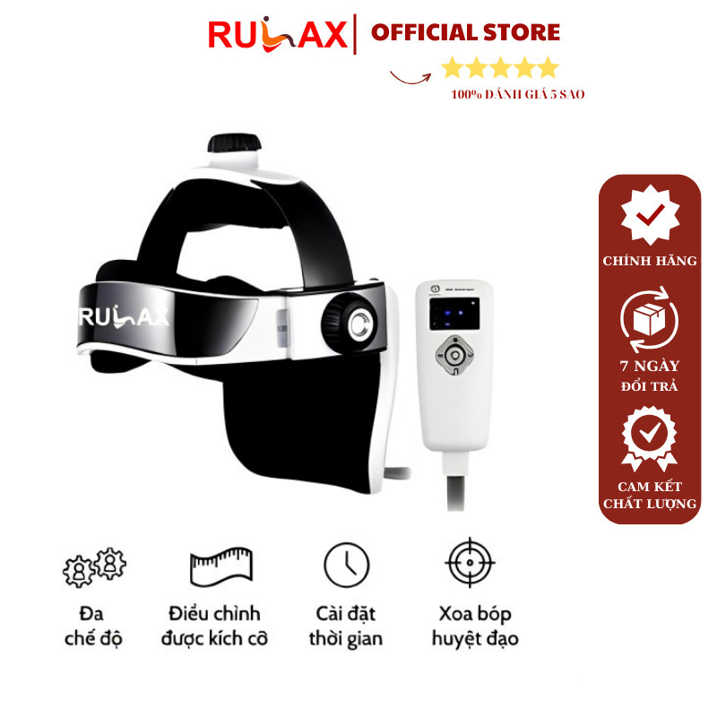 Máy Massage Đầu Thông Minh RULAX Thư Giãn Đầu Giảm Đau Nhức Hiệu Quả Massage Áp Lực Không Khí Rung Đầu Cải Thiện Giấc Ngủ Tăng Cường Lưu Thông Máu Tích Hợp Bấm Huyệt Mắt Xoa Dịu Giảm Căng Thẳng Mệt Mỏi