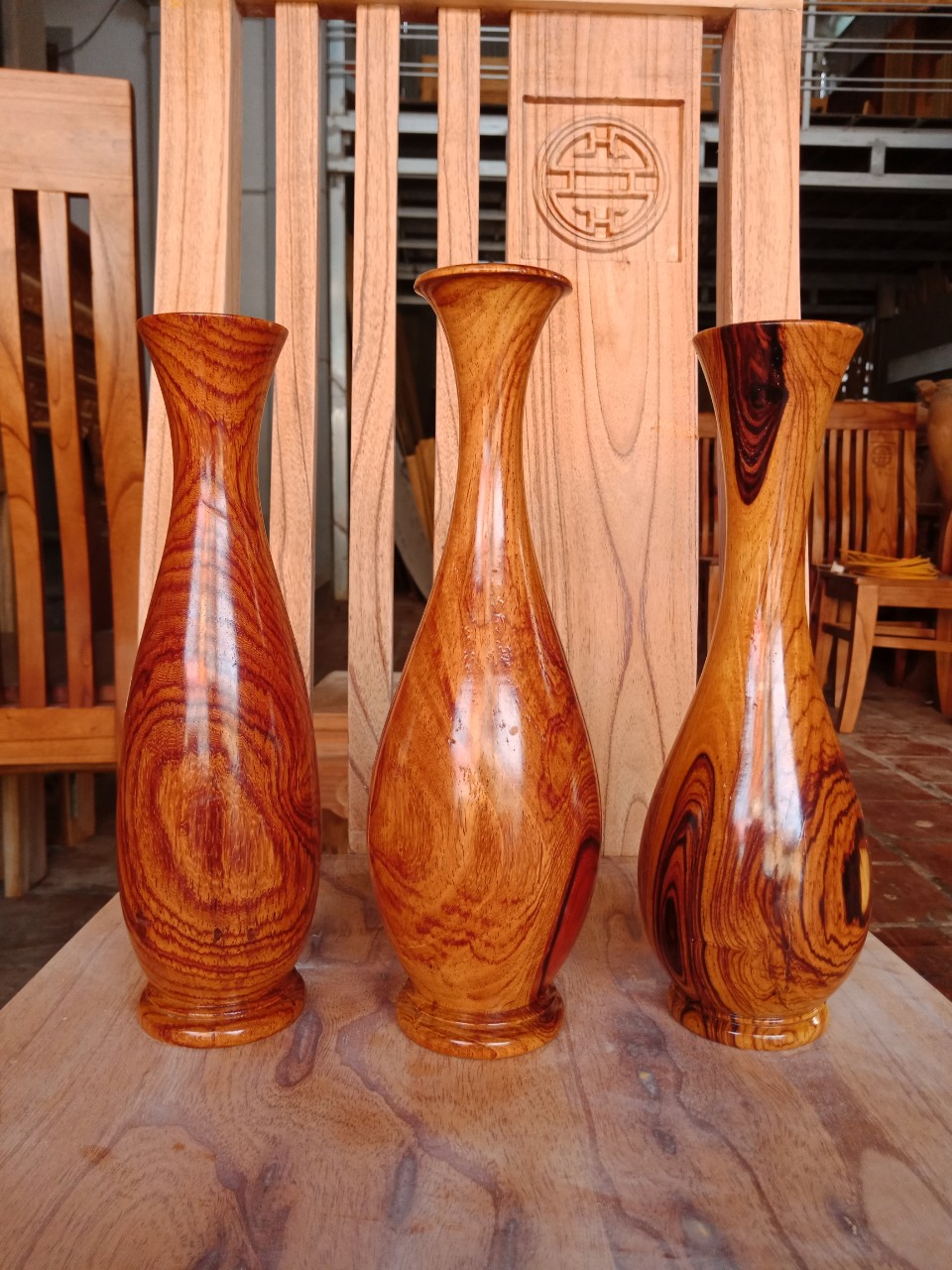 Bộ 3 lọ gỗ cẩm chỉ kroongpa gia lai