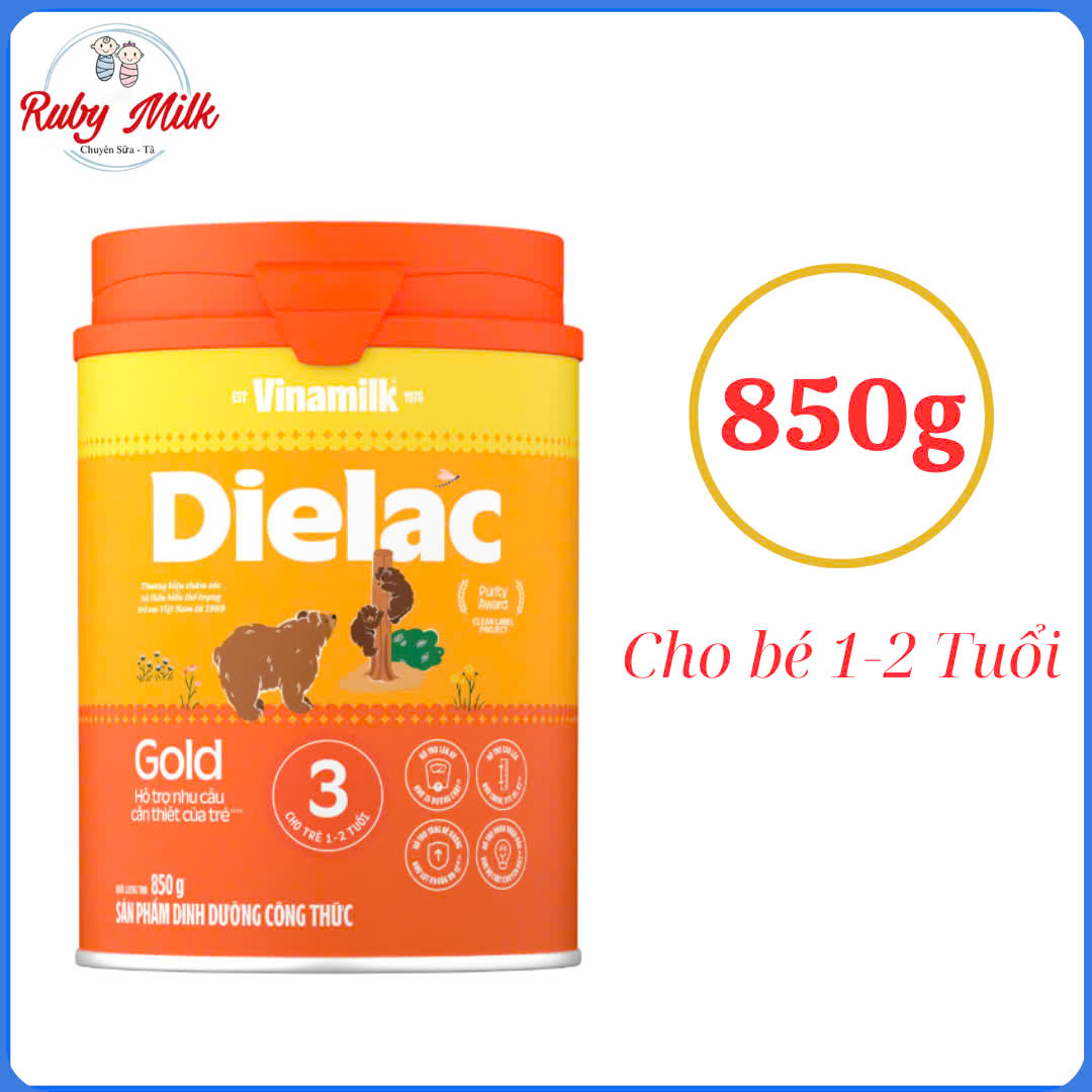 [Date 12.2026] Sữa bột Dielac Alpha Gold 3 Lon 850g (cho trẻ từ 1 - 2 tuổi)
