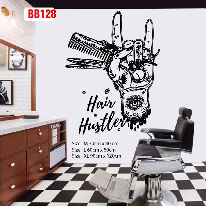 Decal dán làm đẹp cửa tiệm Barber và Salon P9
