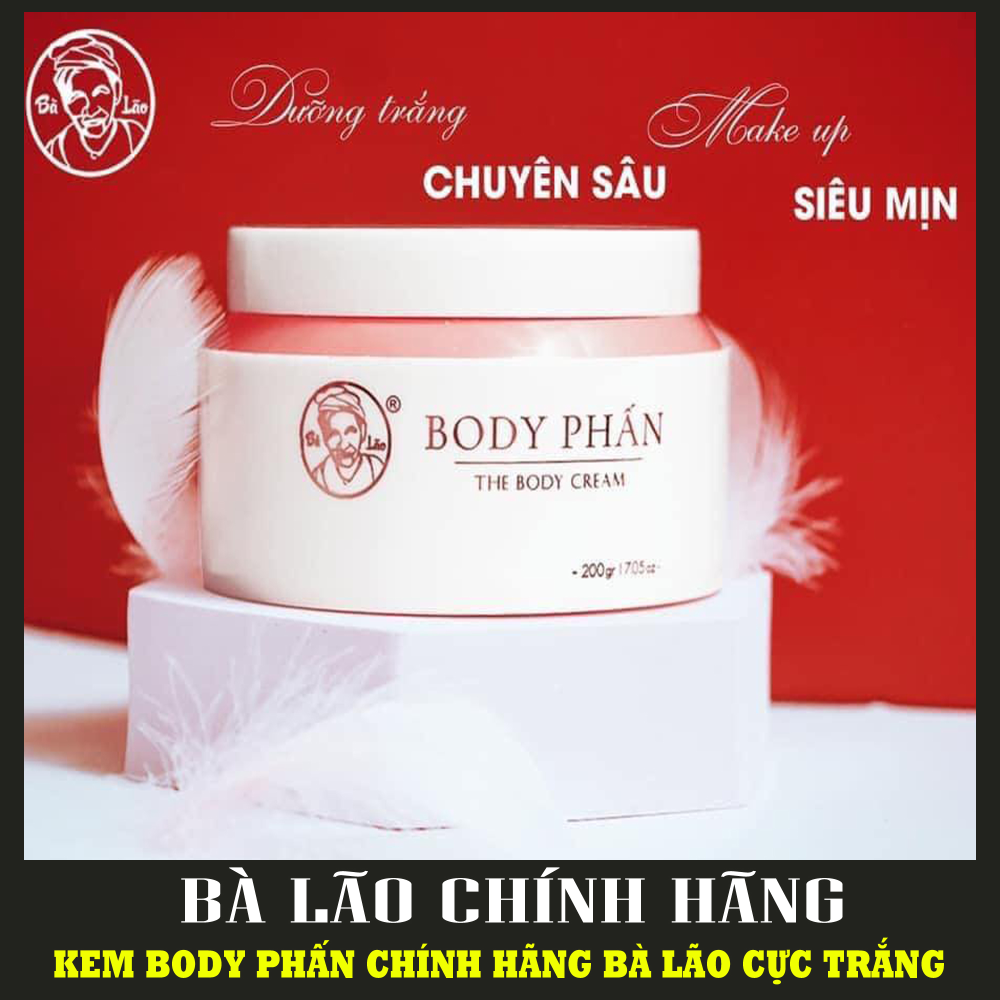 BÀ LÃO - BODY PHẤN bà lão Body Phấn- Make Up trắng với mọi làn da: ⚜️ Lớp kem mềm mại dễ dàng thẩm thấu ⚜️ Hương thơm dịu nhẹ không bết rít ⚜️ Siêu trắng mịn và tự nhiên.