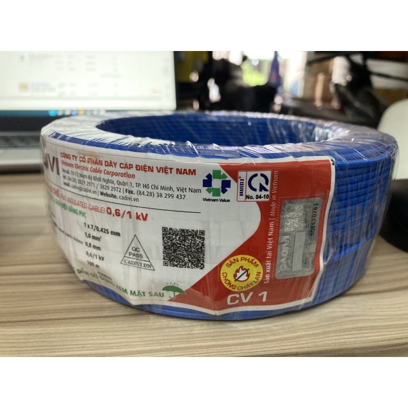 Dây điện cadivi đơn 1.0 lõi 7 sợi - cv1.0 - cuộn 100 mét