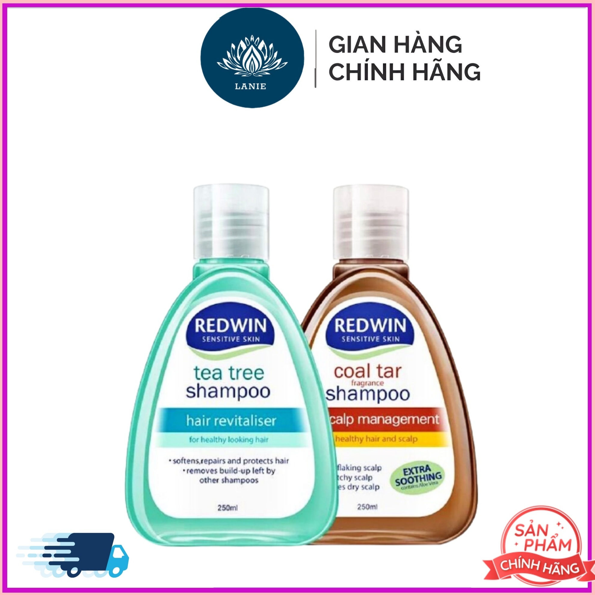 Dầu gội chống gàu, nấm, giảm nhờn Redwin Coal Tar / Tea tree Úc