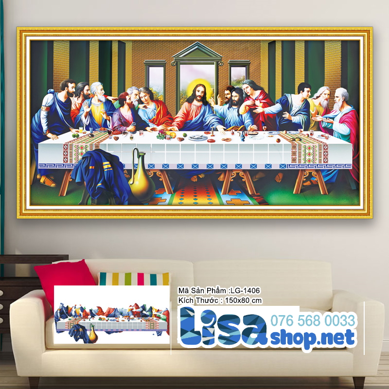 [HCM]Tranh đính đá BỮA TIỆC LY 150X80CM CHƯA ĐÍNH lg1406