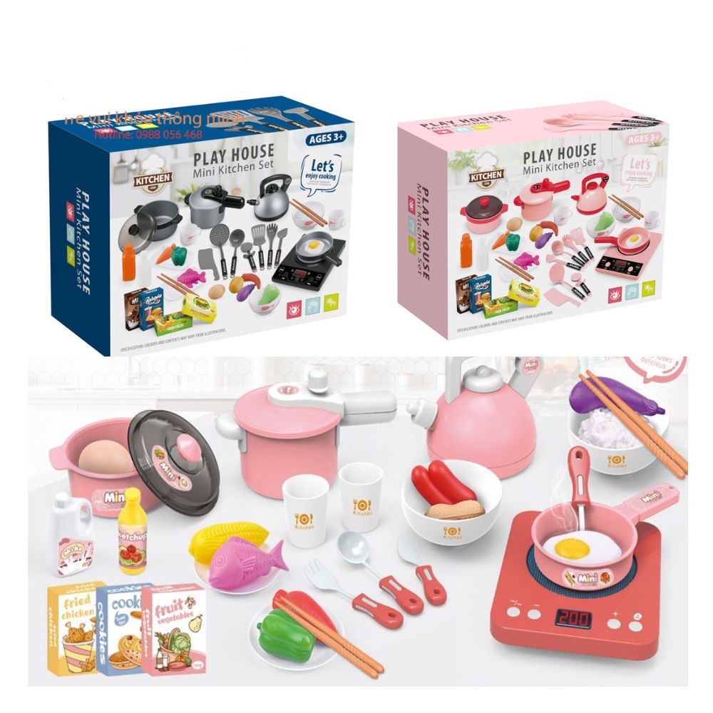 Bộ đồ chơi nấu ăn 36 chi tiết nhựa đẹp có màu cho cả bé trai và bé gái