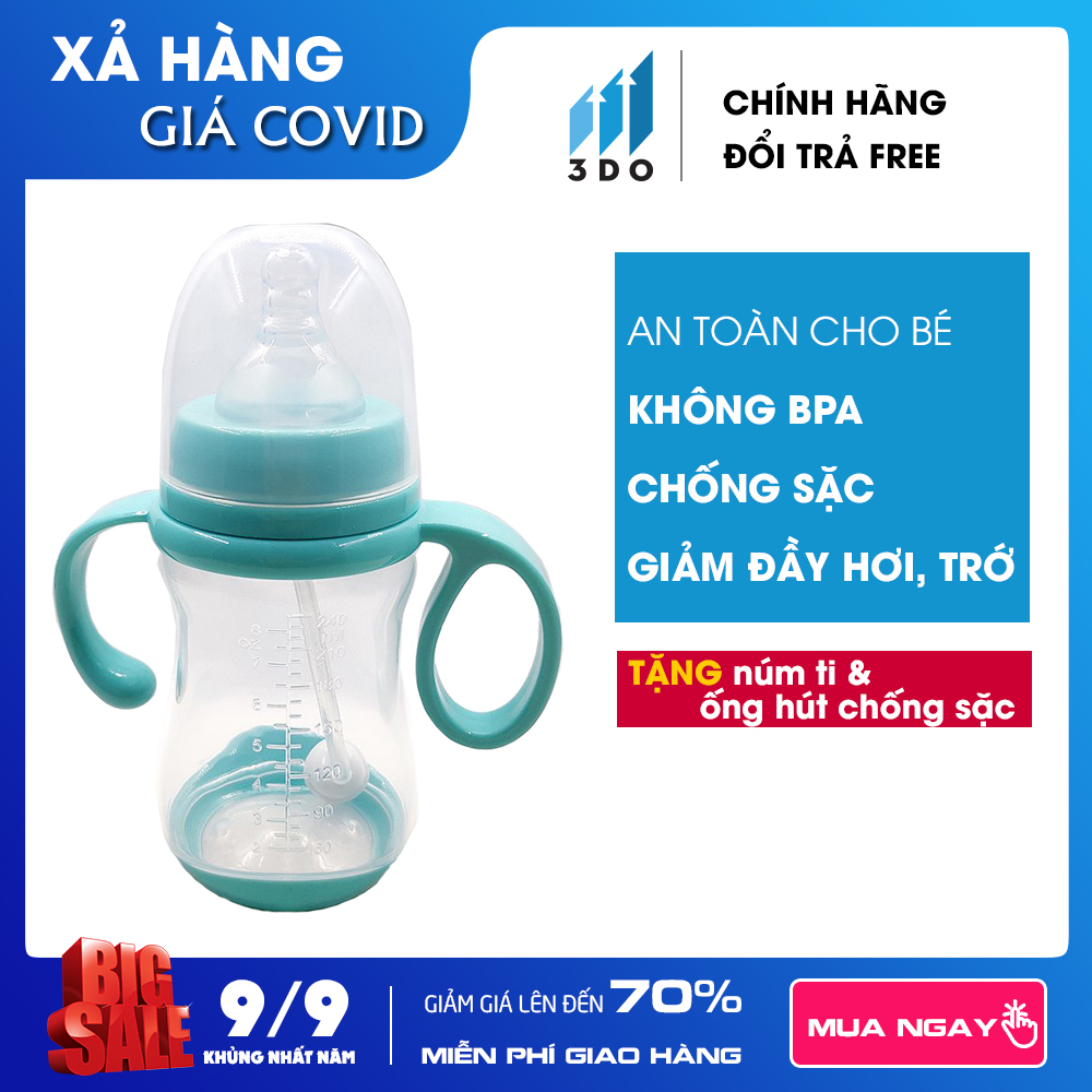 Bình sữa cho bé thông minh siêu mềm (TẶNG NÚM TY + ỐNG HÚT CHỐNG SẶC)  không chứa BPA bình sữa chống sặc đầy bụng sử dụng bé từ 2-12 tháng (1 đổi 1 trong vòng 7 ngày bảo hành 6 tháng), bình sữa cho bé, bình sữa cho bé loại tốt