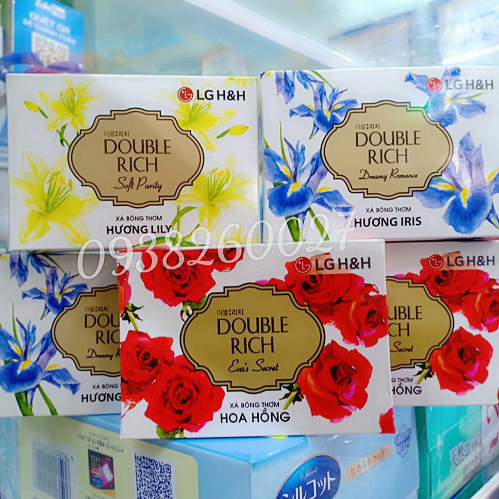 Xà Bông Thơm Double Rich 90g hương hoa hồng, iris, lily