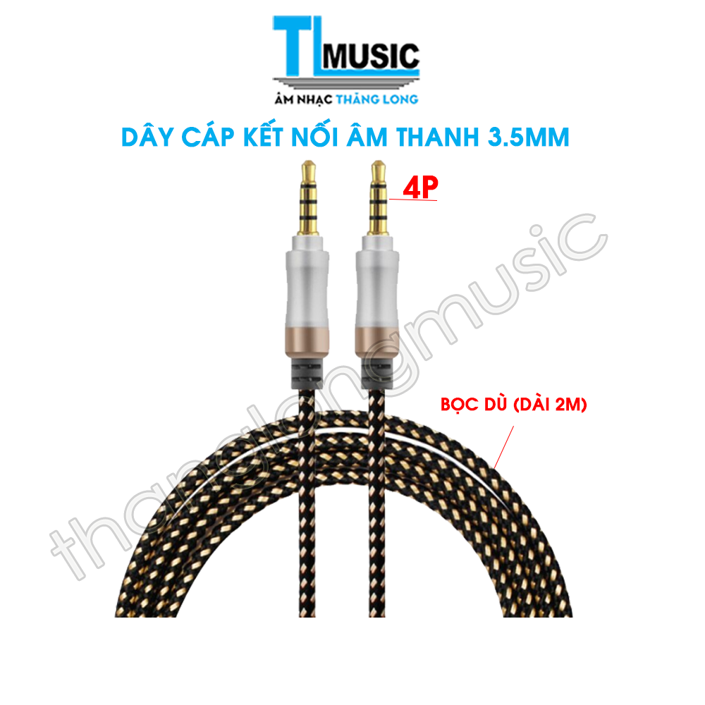 Dây Cáp Audio ( Cap Kết Nối Âm Thanh) 3.5 - 3.5mm Dài 2m ( Phát Nhạc, Thu Âm Từ Các Thiết Bị Hỗ Trợ Cổng 3.5mm )