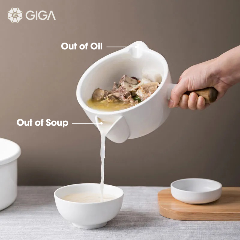 Bình đựng dầu mỡ cách ly Nhật Bản thiết yếu Giga/bộ lọc dầu nhà bếp nồi súp ma thuật/bát súp gốm có Bát/tách dầu mỡ Bộ lọc dầu tốt cho sức khỏe