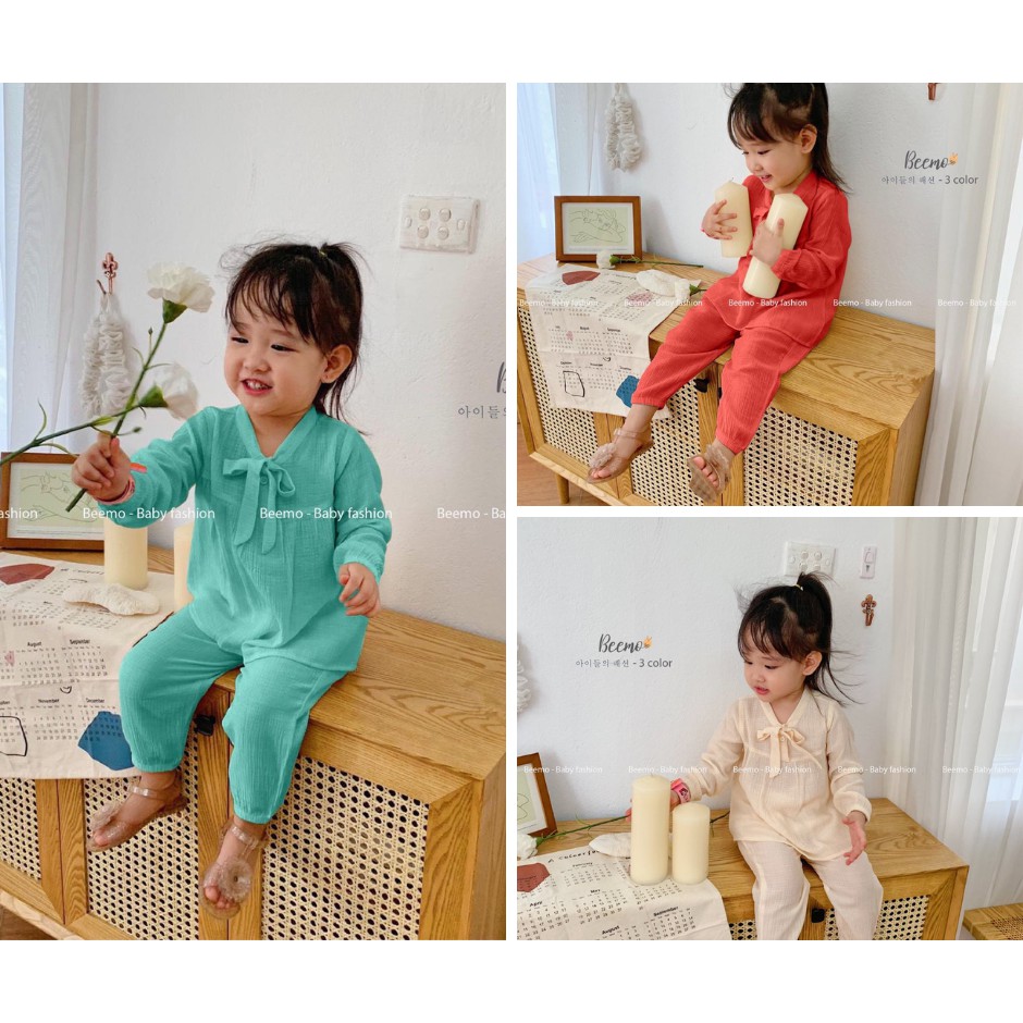 9-27kg set trang phục bé gái nơ cổ xinh xắn beemo từ 1,2,3,4,5,6,7 tuổi 20t6-b012