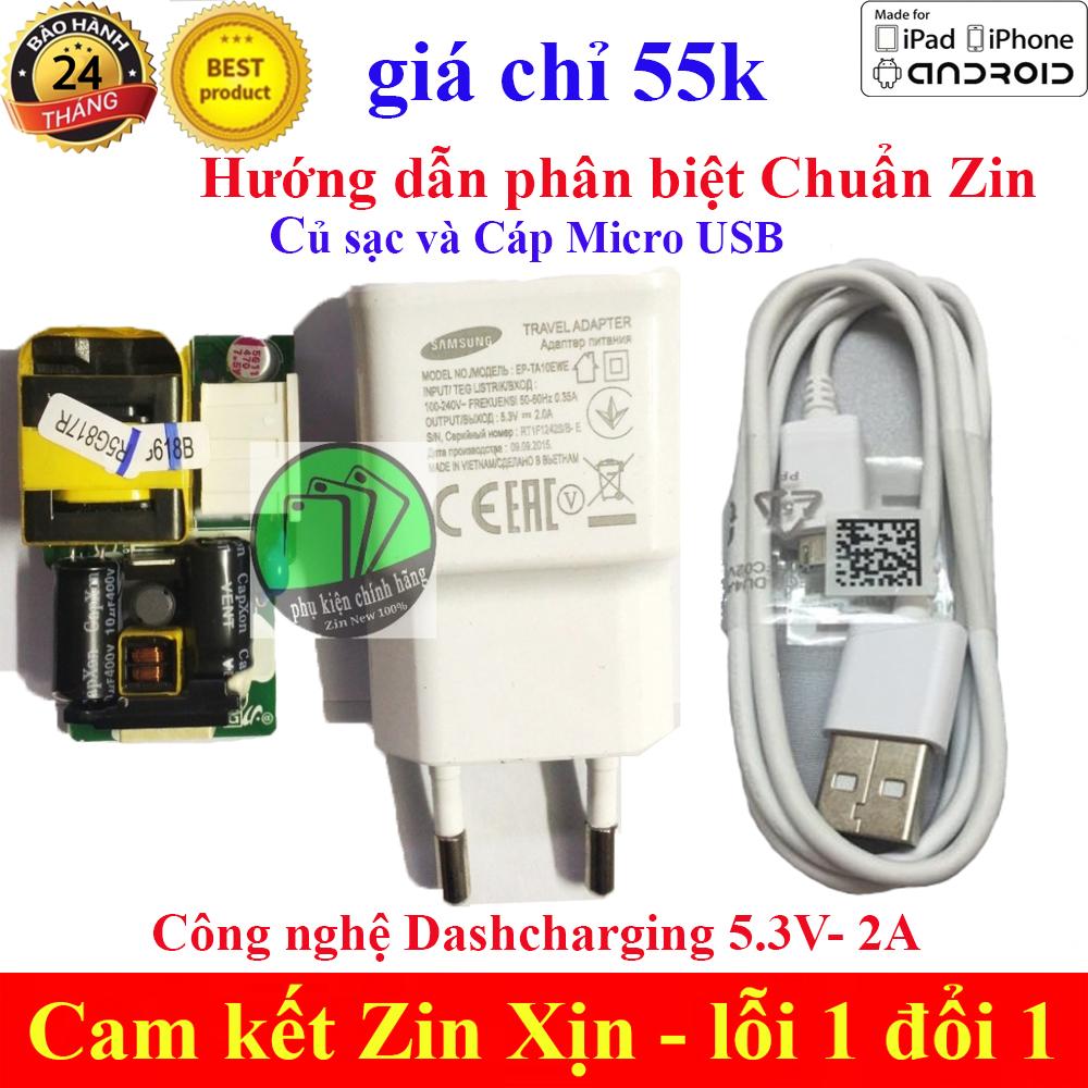 Củ sạc và Cáp Zin máy ( Dashcharging) SAMSUNG 5.3V- 2A dành cho J7 , J7 Prime, A7, A5, J3, J2 - Hàng Chuẩn Zin Xịn