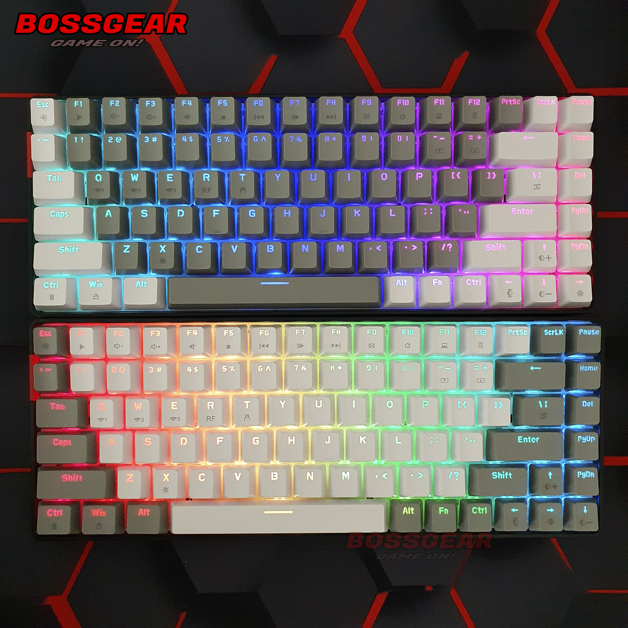 Bàn phím cơ không dây e-dra ek384 triple mode, blue tooth, 2,4g , type-c, led rgb