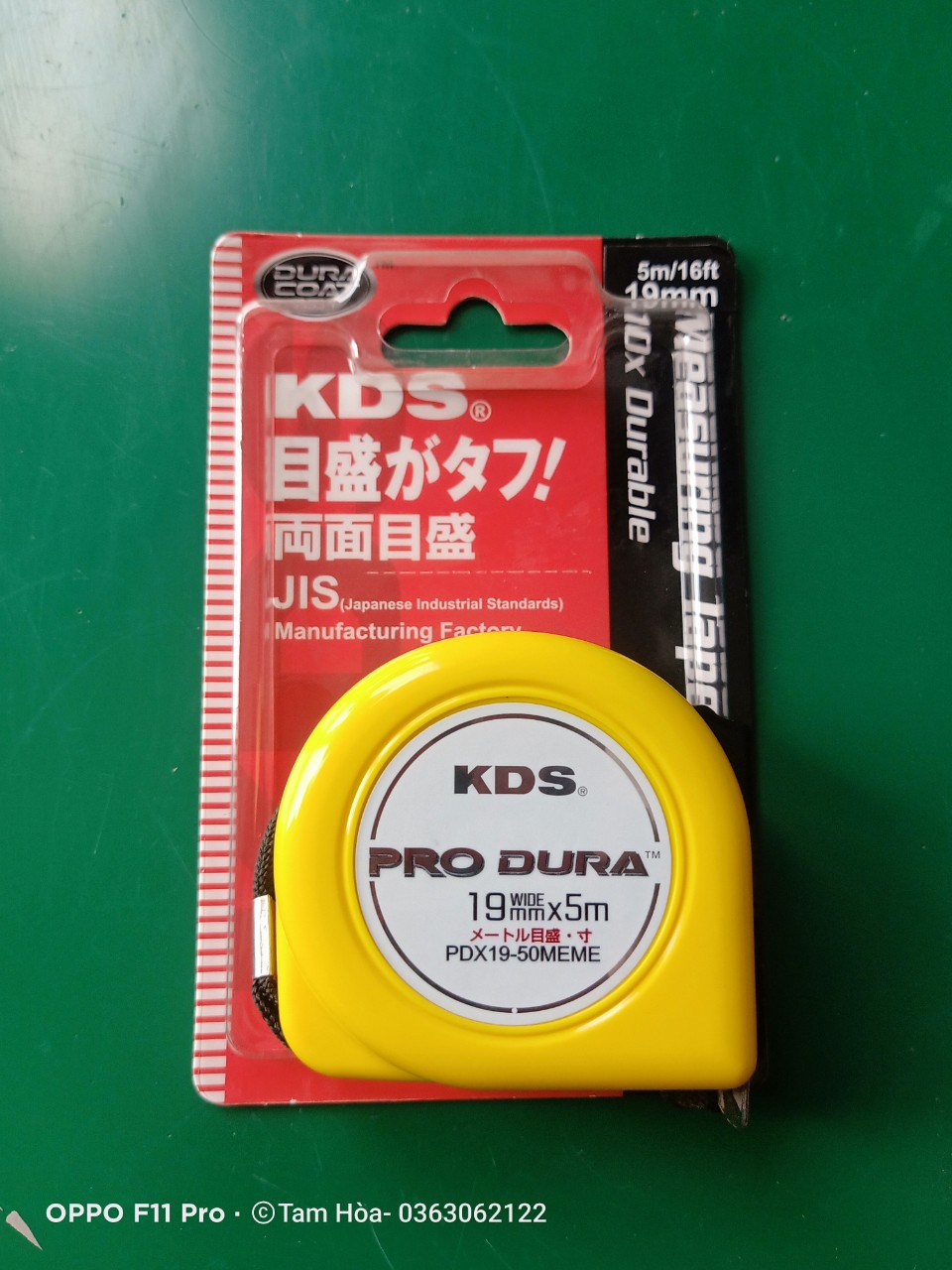 Thước cuộn thép cao cấp 5m KDS Pro Dura dây thước 2 mặt nền vàng- 2 hệ đo bản 19mm