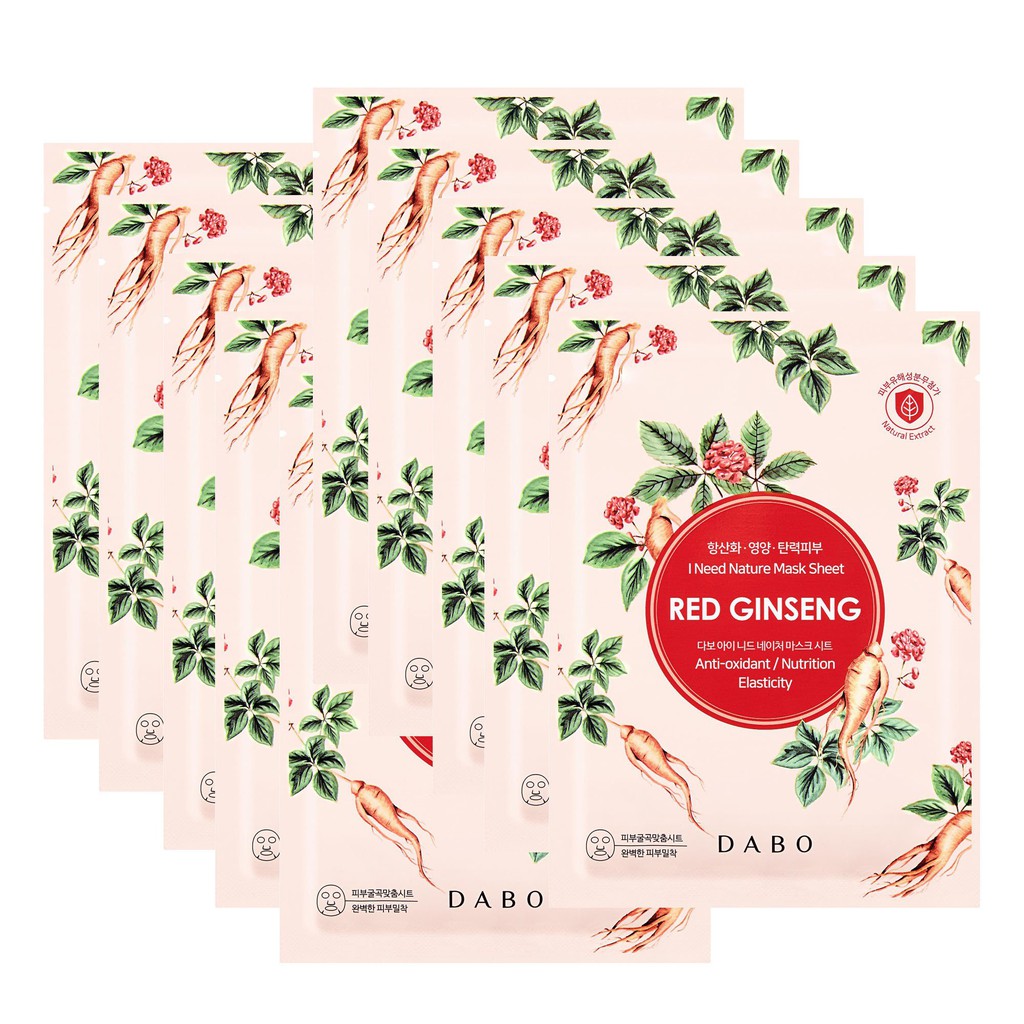 Mặt nạ đắp mặt tinh chất sâm dưỡng ẩm ,trắng da, mờ nám, chống nhăn, chống lão hóa dabo i need nature 10 miếng