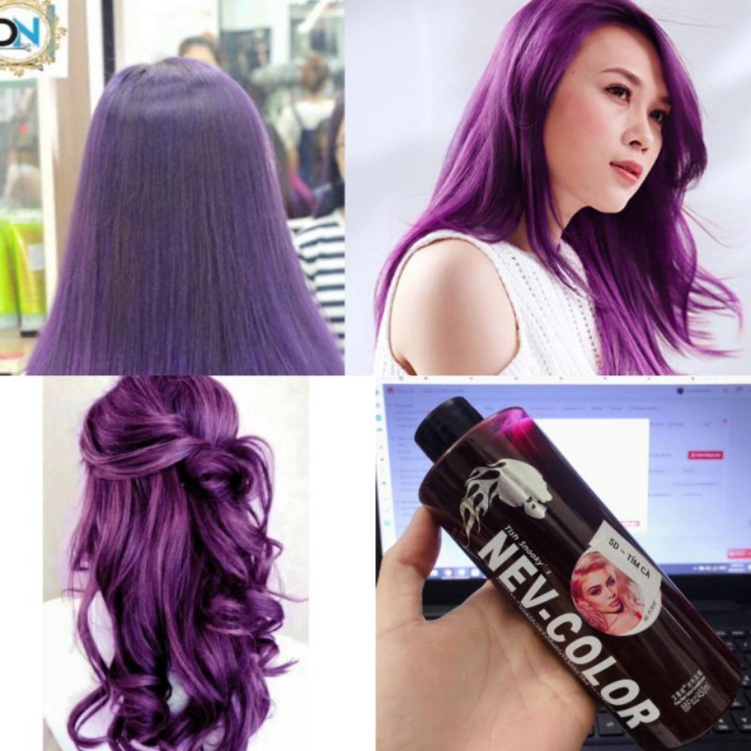 Thuốᴄ nhuộm tóc phủ bóng màu Tím cà 5D Nev-Color 450ml