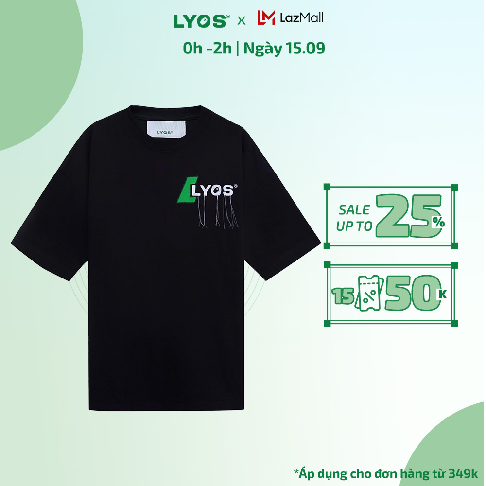Áo thun lyos stiching logo đen