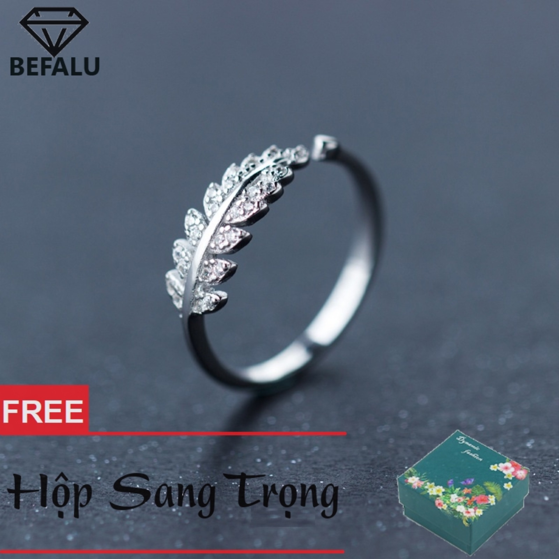 Nhẫn Nữ Đơn Giản Bạc S925 Phong Cách Hàn Quốc Nguyệt Quế N34 Nhẫn Freesize