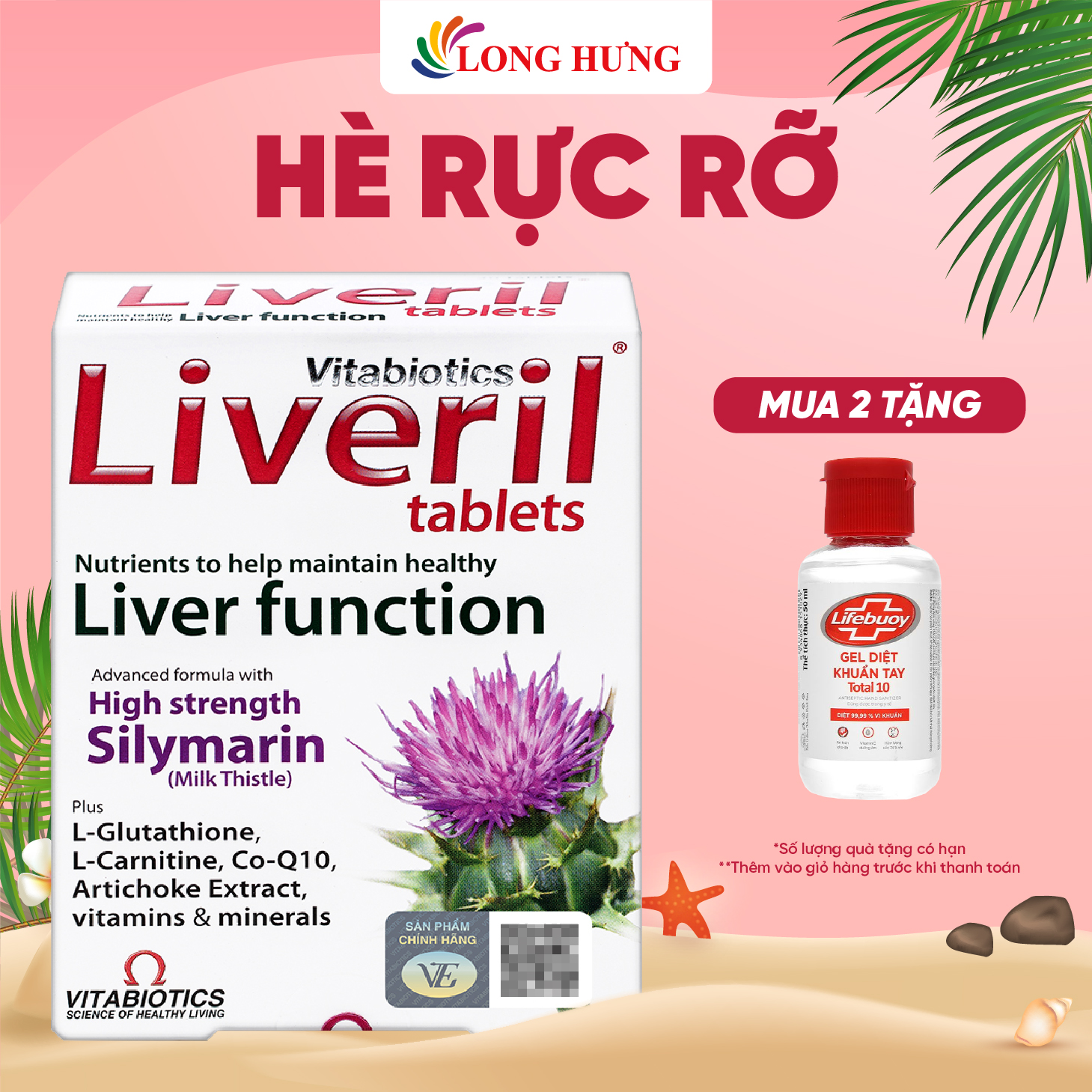 Viên uống Vitabiotics Liveril Tablets hỗ trợ thải độc gan