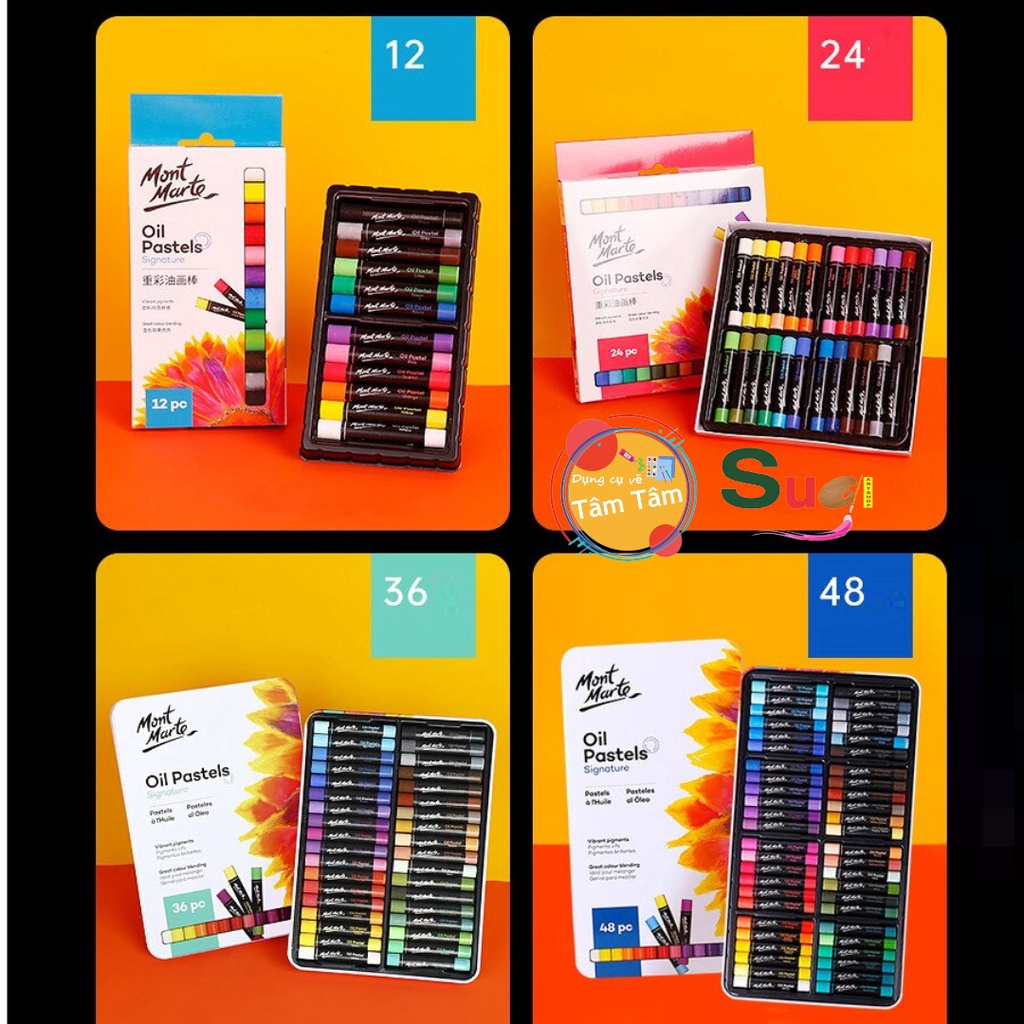 Màu sáp dầu cao cấp mont marte 12/24 màu oil pastel mềm mịn - oil pastels mont marte signature