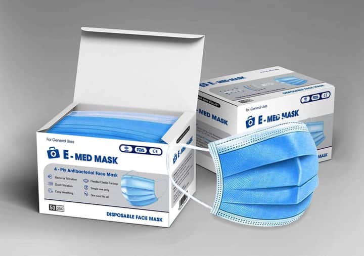 [HCM]Khẩu trang y tế 4 lớp Emed Mask - HỘP 50 CÁI - chống dịch chống khuẩn bụi an toàn mùa dịch KDR-NC304