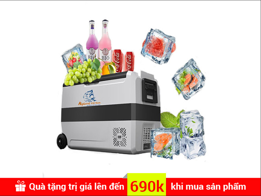 Tủ lạnh xe hơi gia đình sử dụng kép máy nén 50L làm lạnh sử dụng điệp áp 12/24V Tủ lạnh xe tải