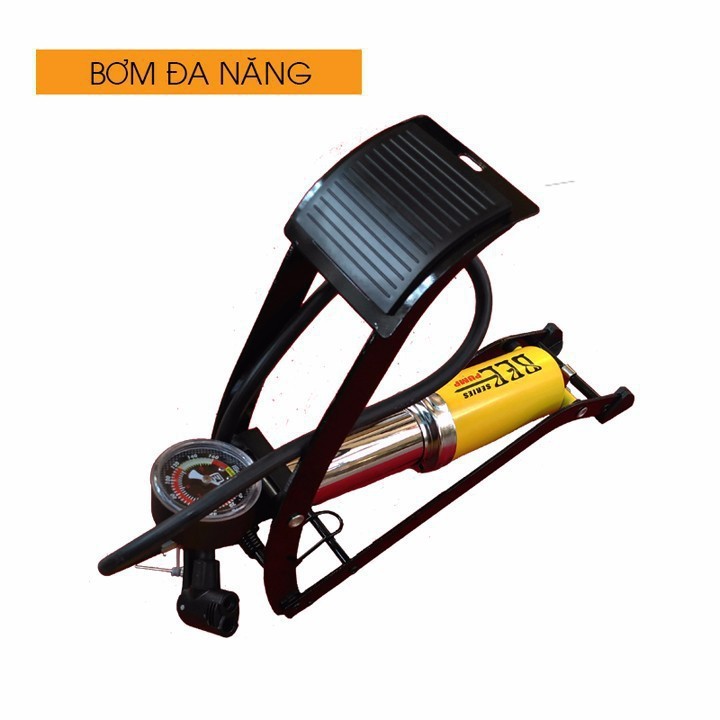 Bơm hơi đạp chân xe đạp - xe máy ( Vàng)