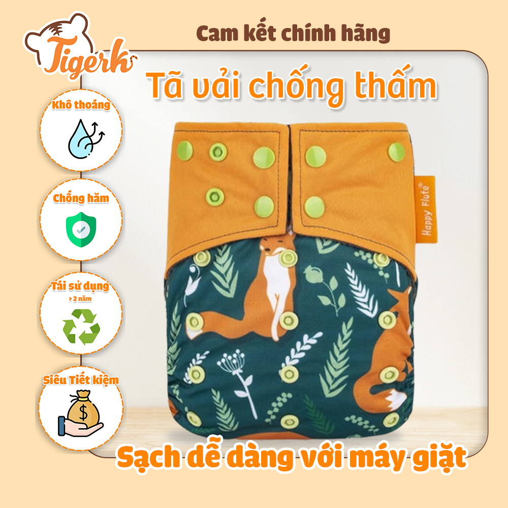 Bỉm Tã vải Happy Flute Than tre kháng khuẩn 2 rãnh chống tràn dành cho bé từ 3 - 15kg - 7