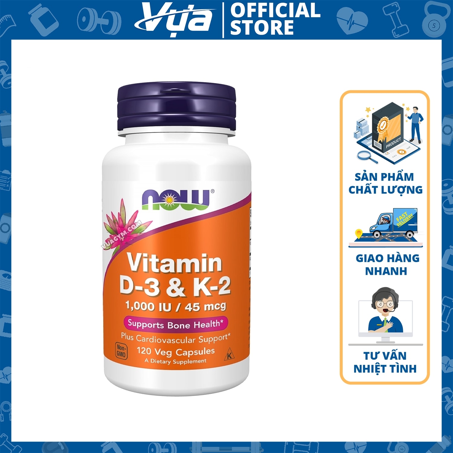 NOW - Vitamin D-3 K-2 1,000 IU 45 mcg