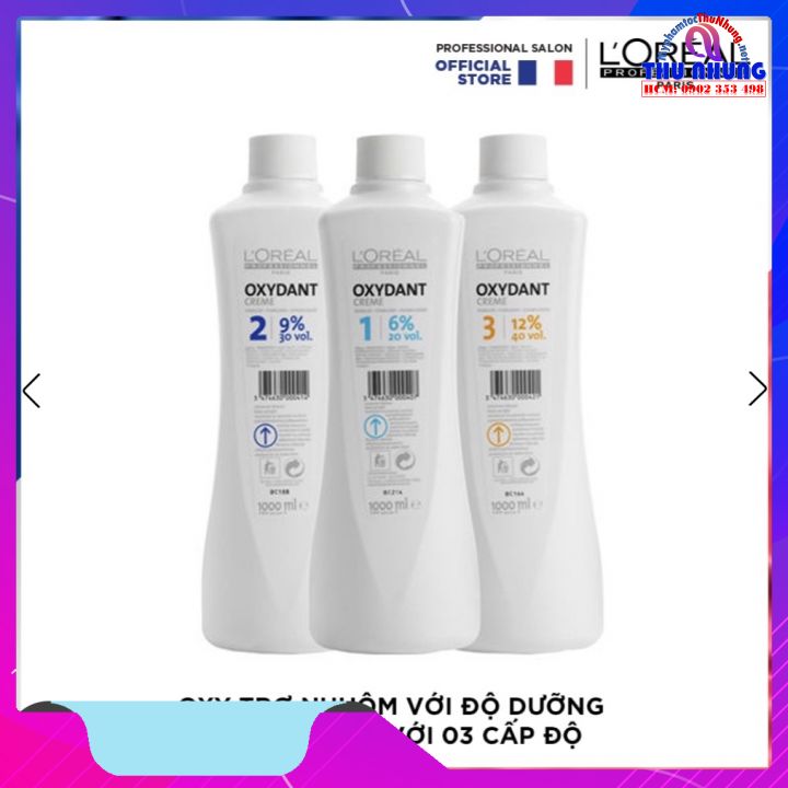 [HCM][LOREAL CHÍNH HÃNG] Kem trợ nhuộm Oxy Loreal Oxydant Creme (Dung môi pha thuốc nhuộm) 1000ml