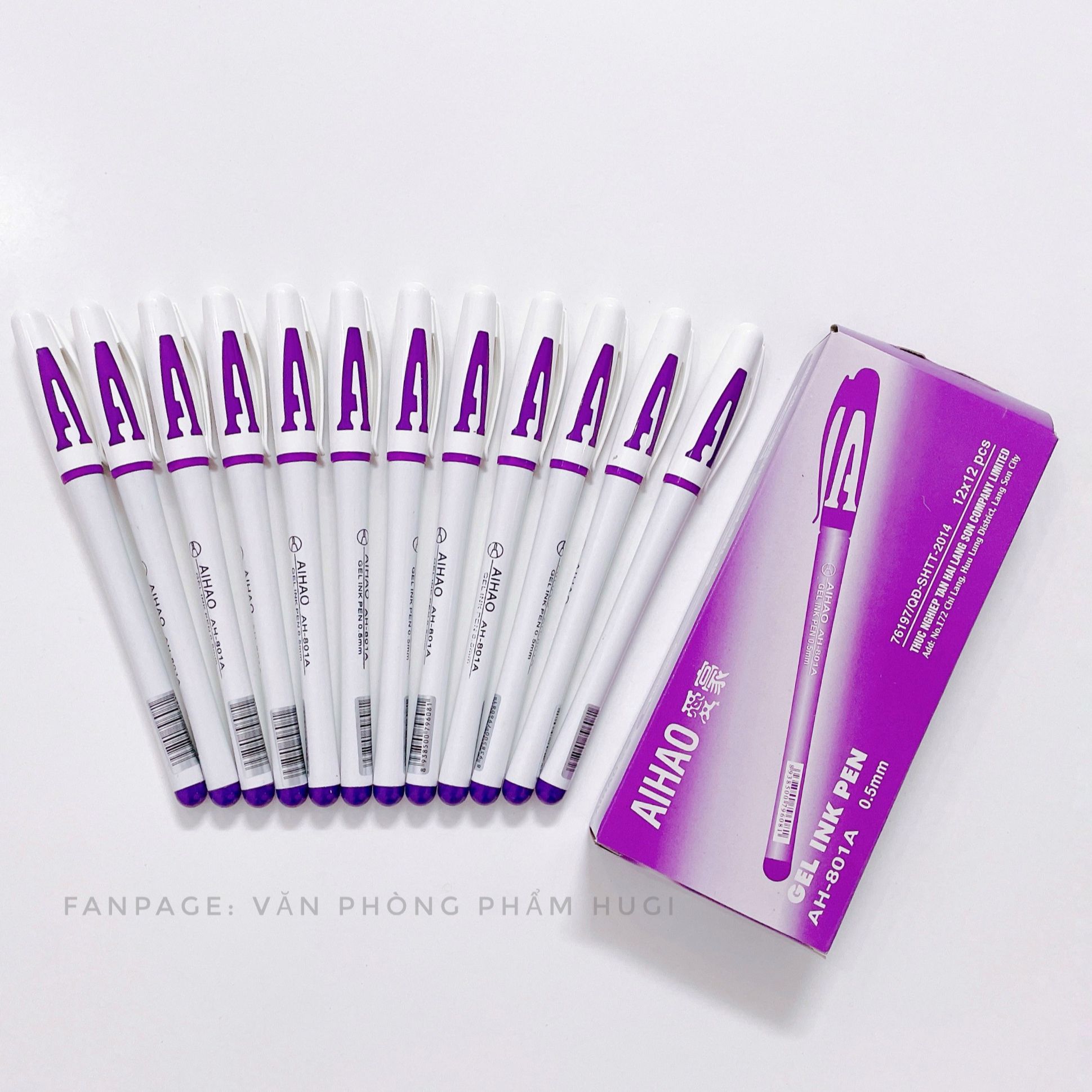 Hộp 12 cây bút chữ A Aihao (mực xanh/tím/đỏ/đen) cho học sinh sinh viên