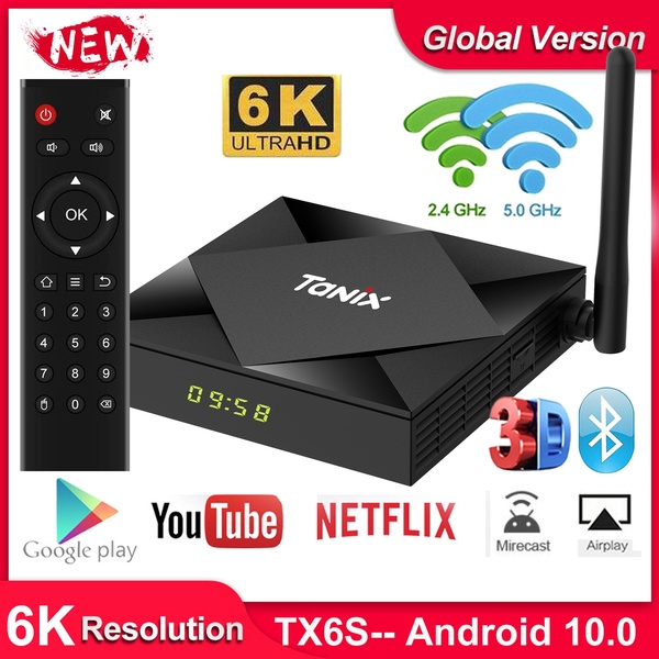 Android tivi box tanix6s - phiên bản android 10.0 ram 2 rom 8gb