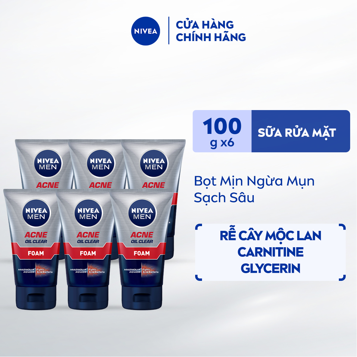 Bộ 6 Sữa Rửa Mặt NIVEA MEN (100g)