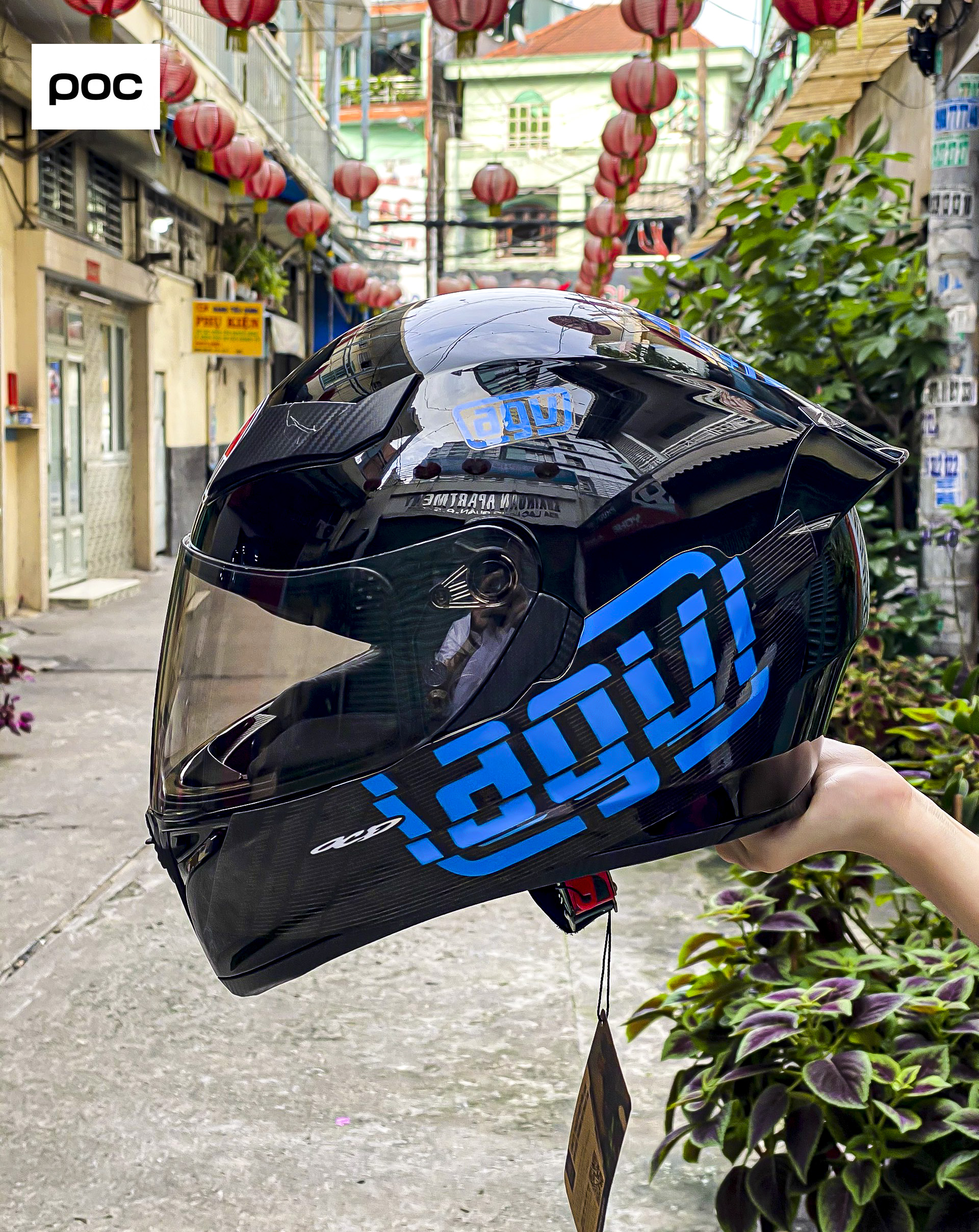 Nón Fullface GXT ROYAL 1 kính lên tem AGV Xanh Dương, bảo hành 12 tháng