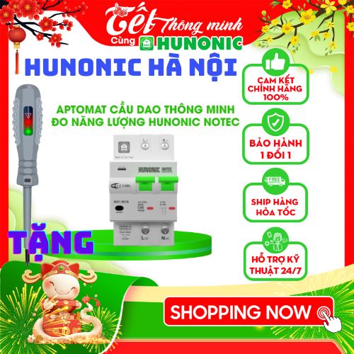 Aptomat Đo Năng Lượng Hunonic Notec Theo Dõi Lượng Điện Tiêu Thụ Điều Khiển Từ Xa Qua Điện Thoại