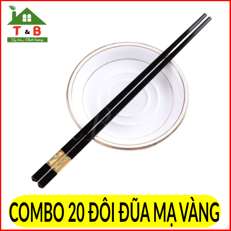 Combo 20 Đôi Đũa Hợp Kim Mạ Vàng Hàn Quốc,Đũa Ăn Hợp Kim Chống Mốc, Kháng khuẩn Sang Trọng,Lịch Sự Cao Cấp