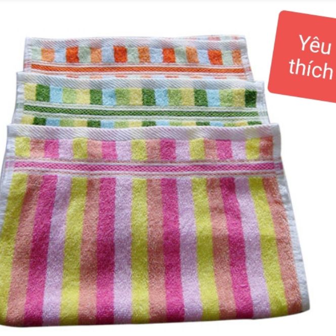 Khăn mặt 4 tấc cotton sọc đũa cam