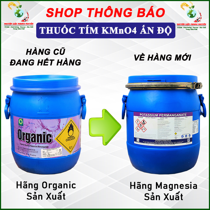 Thuốc tím kmno4, tím ấn độ,sát khuẩn ao cá, khử trùng chuồng trại .
